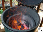 Side by side comparison of old and new Kamado extruded coconut charcoal